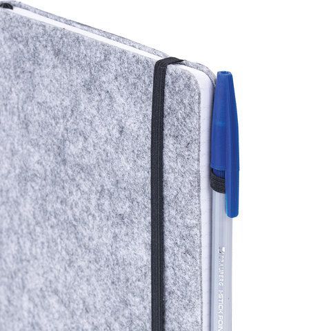 Блокнот А5 138x213мм BRAUBERG "Voylok" войлок, резинка, держатель, 80л клетка, серый, 117135