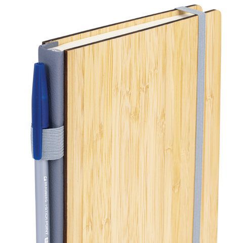 Ежедневник недатированный А5 145х213мм BRAUBERG &quot;Bamboo&quot;, резинка, держатель, 160л, коричневый, 117137