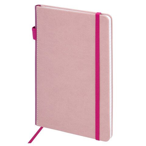 Блокнот А5 135x212мм BRAUBERG &quot;Soft touch&quot; под кожу, резинка, держатель, 80л клетка, красный, 117147