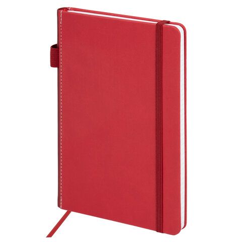 Блокнот А5 135x212мм BRAUBERG "Soft touch" под кожу, резинка, держатель, 80л клетка, розовый, 117148