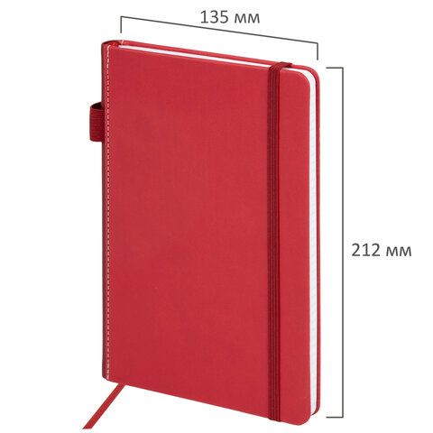 Блокнот А5 135x212мм BRAUBERG "Soft touch" под кожу, резинка, держатель, 80л клетка, розовый, 117148