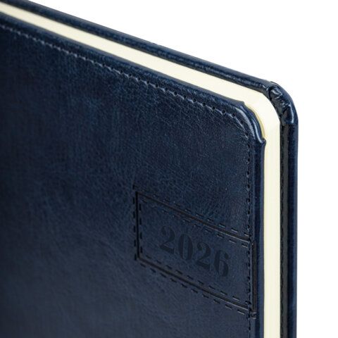 Еженедельник датированный 2026 А5 145х215мм BRAUBERG Imperial, под кожу, синий, 117174