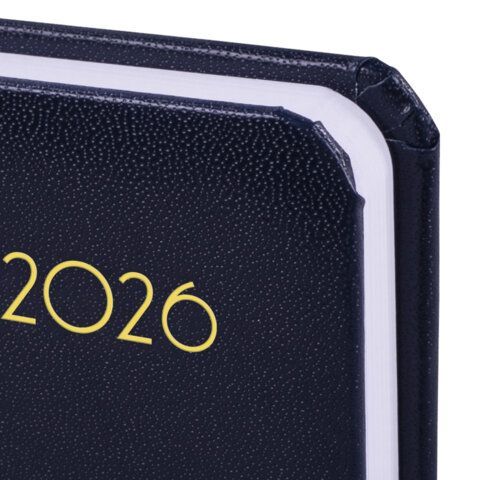 Ежедневник датированный 2026 МАЛЫЙ ФОРМАТ 100х150мм А6, BRAUBERG Select, балакрон, темно-синий, 117259