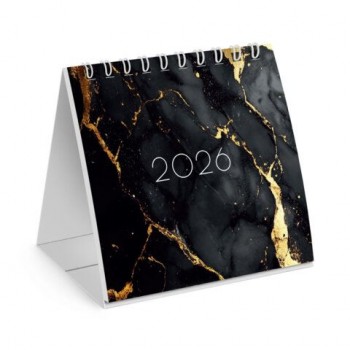 Календарь-домик настольный на гребне, 2026г, BRAUBERG 2 шт., 101х101мм, Black marble, 117279