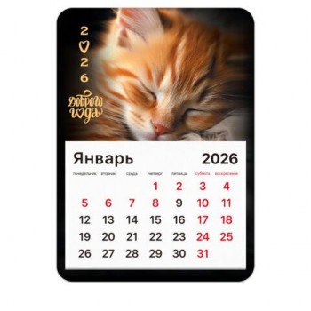 Календарь отрывной на магните 2026, BRAUBERG 3 шт., 130Х180мм, склейка, Котик, 117289
