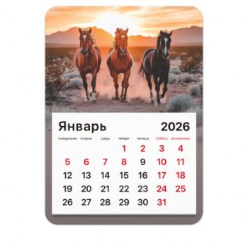 Календарь отрывной на магните 2026, BRAUBERG 3 шт., 130Х180мм, склейка, Лошади, 117291