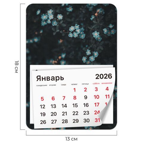 Календарь отрывной на магните 2026, BRAUBERG 3 шт., 130Х180мм, склейка, Цветы, 117293