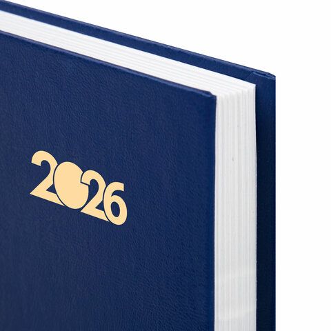 Ежедневник датированный 2026 145х215мм, А5, STAFF, обложка бумвинил, синий, 117305