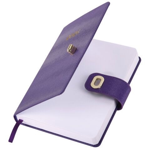 Ежедневник датированный 2026 А5 138х213мм BRAUBERG Elegant, под кожу, застежка, фиолетовый, 117370