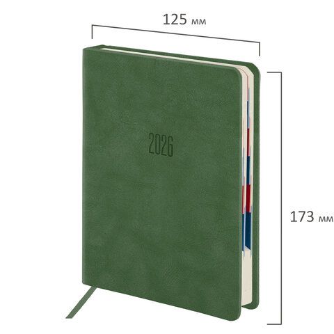 Ежедневник датированный 2026 B6 125х173мм GALANT Vivid, под кожу, зеленый, 117409