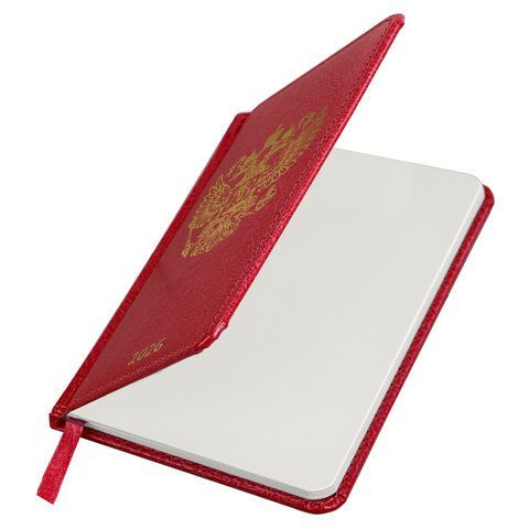 Ежедневник датированный 2026 А5 138х213мм BRAUBERG State, под кожу, красный, 117414