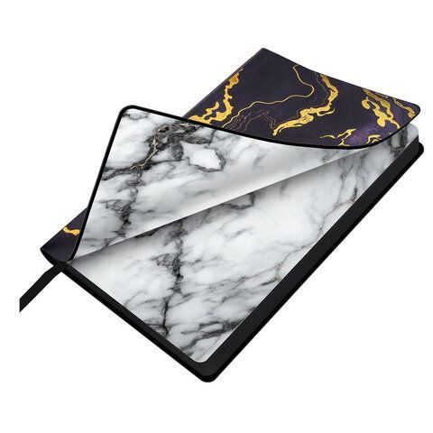 Ежедневник датированный 2026 А5 138x213мм BRAUBERG Vista, под кожу гибкий, Black marble, 117445