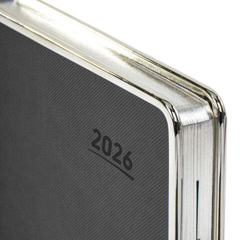 Ежедневник датированный 2026 А5 148х218мм GALANT Infinity Silver, под кожу, серый, 117499