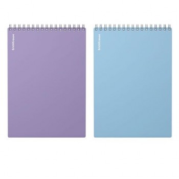 Блокнот А5 148х210 мм, 80 л., спираль, пластик, клетка, ERICH KRAUSE, "Pastel", 63646