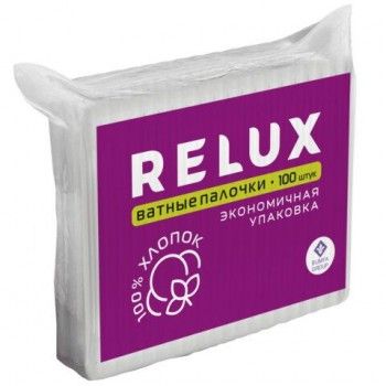 Ватные палочки 100 шт., RELUX 15 шт., пакет, ш/к 82800, 1205