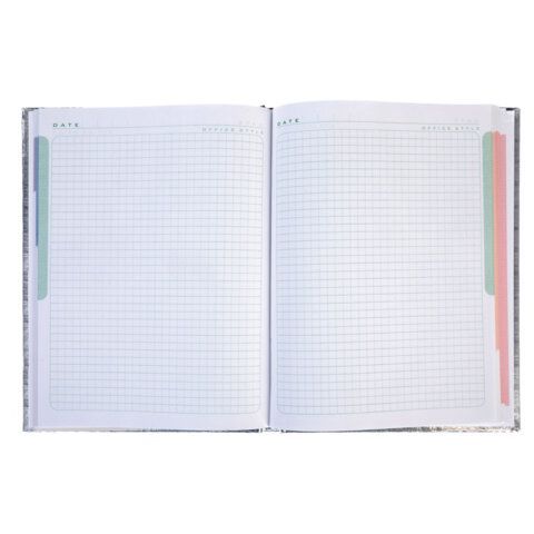 Блокнот А5 167х216мм, 80л, твёрдый, бумвинил METALLIC, клетка, блок 5цв, HATBER, сере, 80ББ5В1