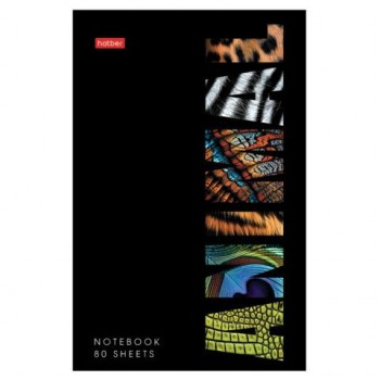 Блокнот А5 80л, на скобе, картон, клетка, глянцевая ламинация, HATBER 6 шт., Animals print, 086090, 80Б5лВ1_31343