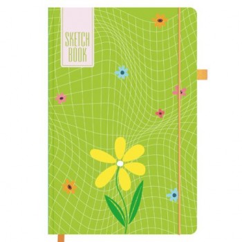 Скетчбук, белая бумага 140г/м 130х210мм, 80л, софт-тач, резинка, BRAUBERG ART CLASSIC, "Green mood", 117778