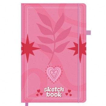 Скетчбук, белая бумага 140 г/м2, 130х210 мм, 80 л., софт-тач, резинка, BRAUBERG ART CLASSIC, "Pink mood", 117779