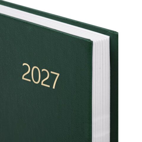 Ежедневник датированный 2027 145х215мм, А5, STAFF, обложка бумвинил, зеленый, 117815