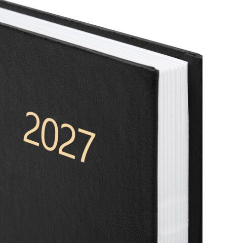 Ежедневник датированный 2027 145х215мм, А5, STAFF, обложка бумвинил, черный, 117817