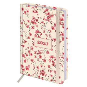 Ежедневник датированный 2027 с резинкой 145х203 мм, А5, BRAUBERG, твердый, "Flower pattern", 117831