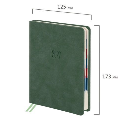 Ежедневник датированный 2027 B6 125х173мм GALANT Vivid, под кожу, зеленый, 117860