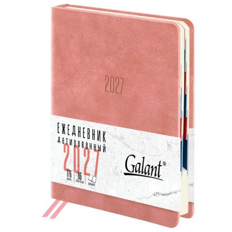 Ежедневник датированный 2027 B6 125х173мм GALANT Vivid, под кожу, розовый, 117862