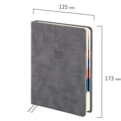 Ежедневник датированный 2027 B6 125х173мм GALANT Vivid, под кожу, серый, 117863