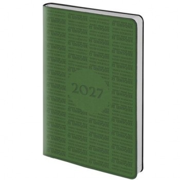 Ежедневник датированный 2027 А5 138х213мм BRAUBERG Aura, под кожу, гибкий, зеленый, 117932