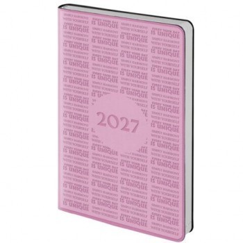 Ежедневник датированный 2027 А5 138х213мм BRAUBERG Aura, под кожу, гибкий, розовый, 117942