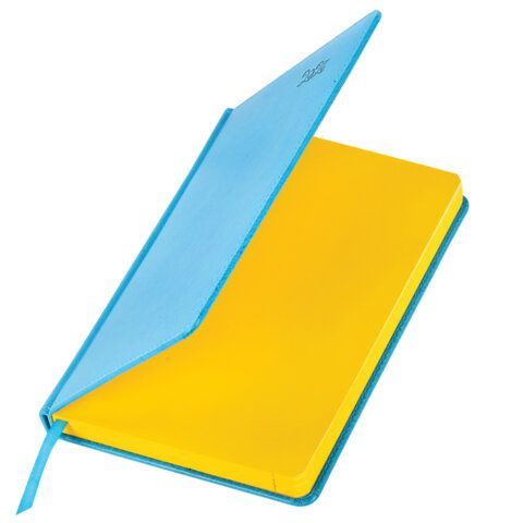 Ежедневник датированный 2027, А5, 138x213 мм, BRAUBERG "Rainbow", под кожу, бирюзовый, 117946