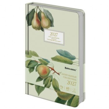 Ежедневник датированный 2027 А5 138x213мм BRAUBERG Vista Glow, под кожу, твердый, Pear tree, 117961