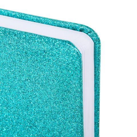 Ежедневник датированный 2027, А5, 138x213 мм, BRAUBERG "Sparkle", под кожу, блестки, бирюзовый, 117966