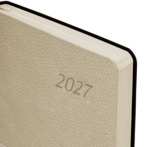 Ежедневник датированный 2027 А5 138x213 мм, BRAUBERG "Stylish", под кожу, гибкий, бежевый, 117969