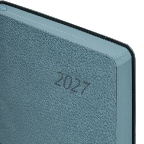 Ежедневник датированный 2027 А5 138x213 мм, BRAUBERG "Stylish", под кожу, гибкий, серо-голубой, 117975