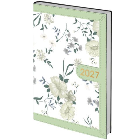 Ежедневник датированный 2027 А5 138x213мм BRAUBERG Vista Evoke, под кожу, твердый, Green pattern, 117979