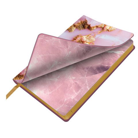 Ежедневник датированный 2027 А5 138x213 мм, BRAUBERG "Vista", под кожу, гибкий, "Pink marble", 117983