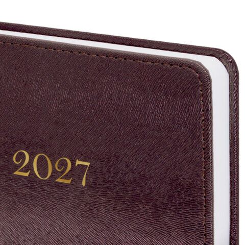 Ежедневник датированный 2027 А5 138х213мм BRAUBERG Elegant, под кожу, застежка, бордовый, 118013