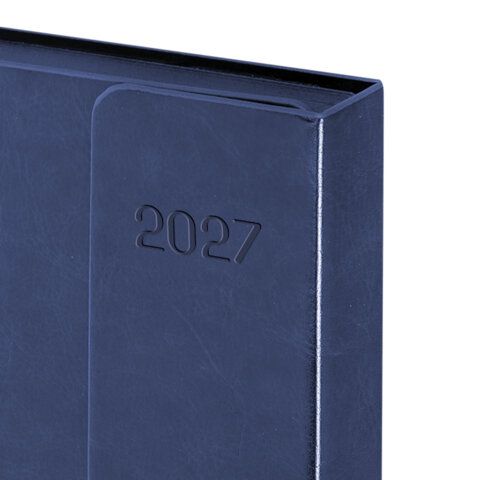 Ежедневник датированный 2027 А5 148х218 мм, GALANT "Magnetic", под кожу, клапан, синий, 118073
