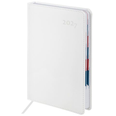 Ежедневник датированный 2027 А5 148х218 мм, GALANT "White", под кожу, белый, 118080