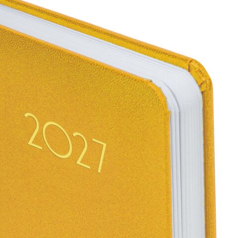 Ежедневник датированный 2027 МАЛЫЙ ФОРМАТ 100х150мм А6, BRAUBERG Select, балакрон, желтый, 118115