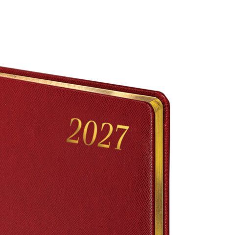 Еженедельник датированный 2027 БОЛЬШОЙ ФОРМАТ 210х297мм А4 BRAUBERG "Iguana", под кожу, красный, 118147