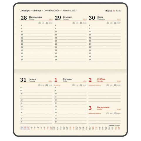 Еженедельник датированный 2027 МАЛЫЙ ФОРМАТ 105х160мм А6 BRAUBERG Unique, розовый, 118215