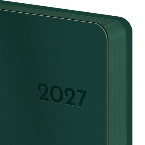 Ежедневник датированный 2027 А5 138х213 мм BRAUBERG Flexi, под кожу, гибкий, глубокий зеленый, 118221