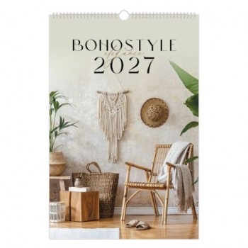Календарь на гребне с ригелем 2027г, BRAUBERG, 12 листов, 30,0х45,0 см, "Бохо", 118376