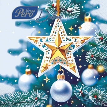 Салфетки бумажные 20 шт, 33х33см, "Кремлевская звезда",3 слоя, европодвес,GrandPero Deluxe,ш/к 82845