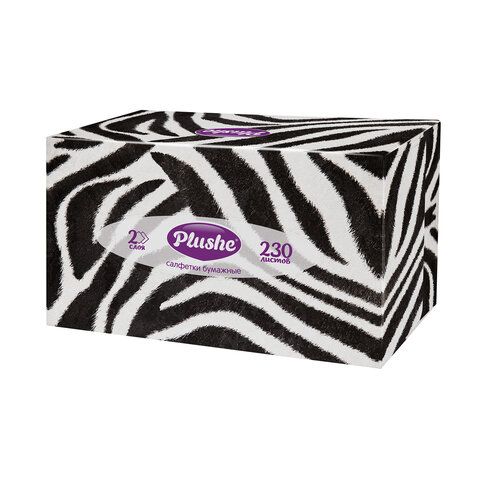 Косметические салфетки 230 штук в картонном боксе 2-слойные Plushe (Плюше), 20х20 см,, 70820