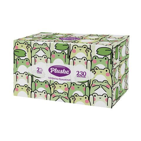 Косметические салфетки 230 штук в картонном боксе 2-слойные Plushe (Плюше), 20х20 см,, 70820