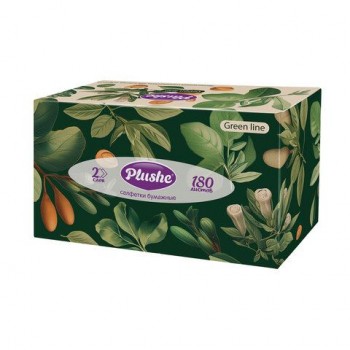 Косметические салфетки 180 штук в картонном боксе 2-слойн. Plushe 25 шт. Green Line(Плюше),2, 19335